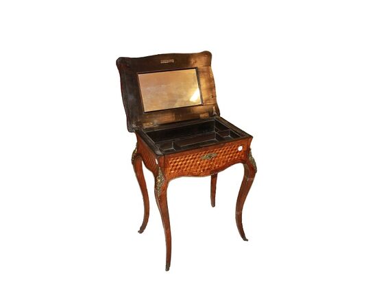 19th-century French Louis XV style toilet table, richly inlaid