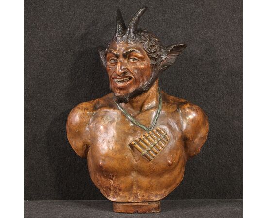 Terracotta sculpture from the 19th century, the God Pan