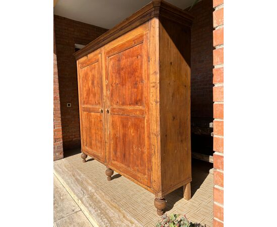 Antique large pantry/larder, 19th century, fir, rustic natural finish. Dimensions: 200 x 50 cm, height 195 cm