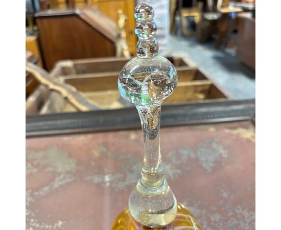 Antique large glass bell, 19th century, yellow and white. Dimensions: H 35 cm, diameter 15 cm.