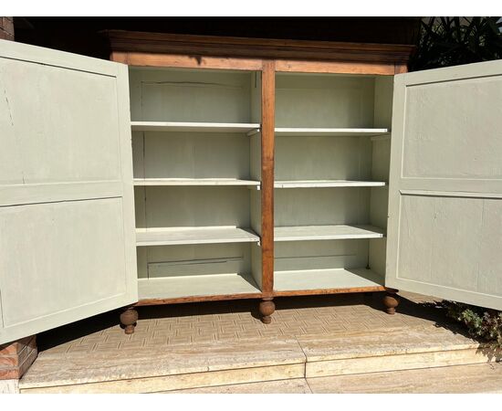 Antique large pantry/larder, 19th century, fir, rustic natural finish. Dimensions: 200 x 50 cm, height 195 cm