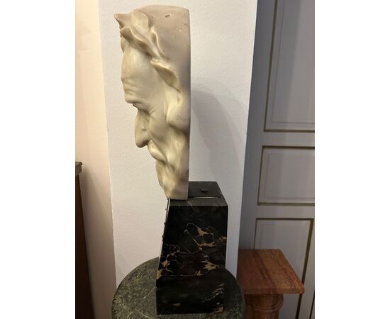 Head of Giuseppe Verdi in white marble
