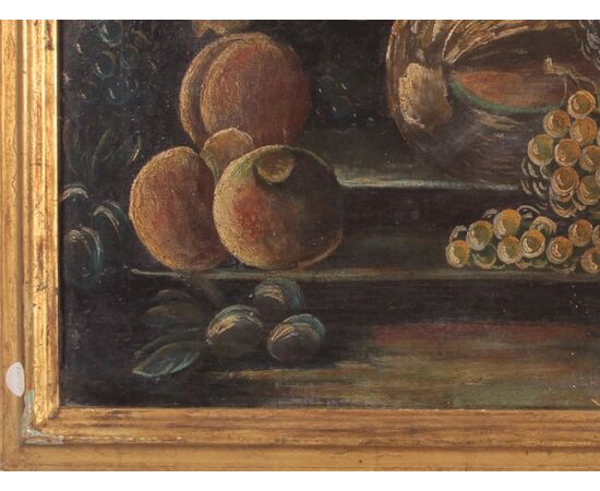 Pair of antique Italian oil on canvas paintings from the 1800s "Still Life"