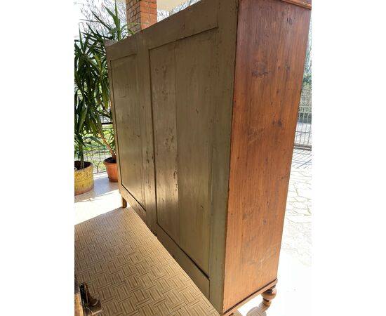 Antique large pantry/larder, 19th century, fir, rustic natural finish. Dimensions: 200 x 50 cm, height 195 cm