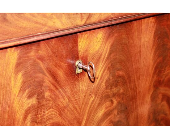 French Empire style secretaire in mahogany and mahogany feather, 19th century