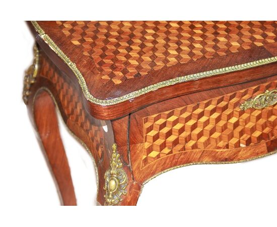 19th-century French Louis XV style toilet table, richly inlaid