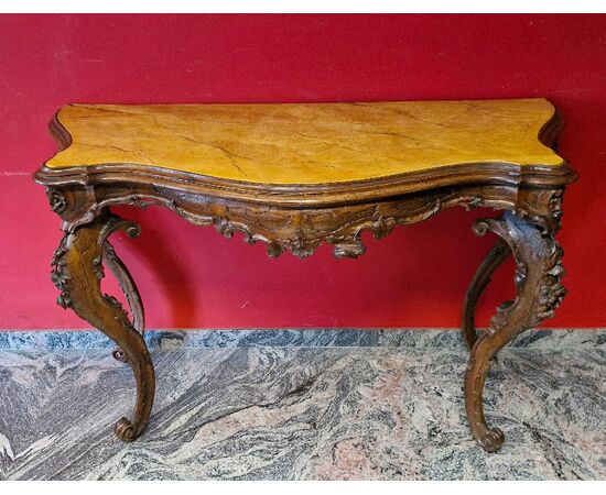 Venetian console table in walnut wood