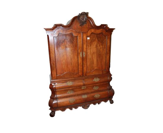 Trumeau Olandese del XVIII secolo stile Chippendale in legno di Noce