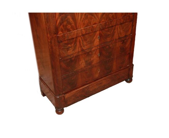 French Empire style secretaire in mahogany and mahogany feather, 19th century