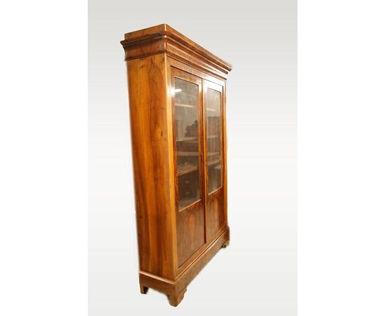 Antica grande libreria del 1800 due porte in noce e radica di noce stile Direttorio