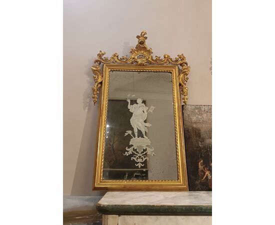 PAIR OF NEOCLASSICAL MIRRORS WITH ENGRAVED GLASS, LATE 18TH CENTURY