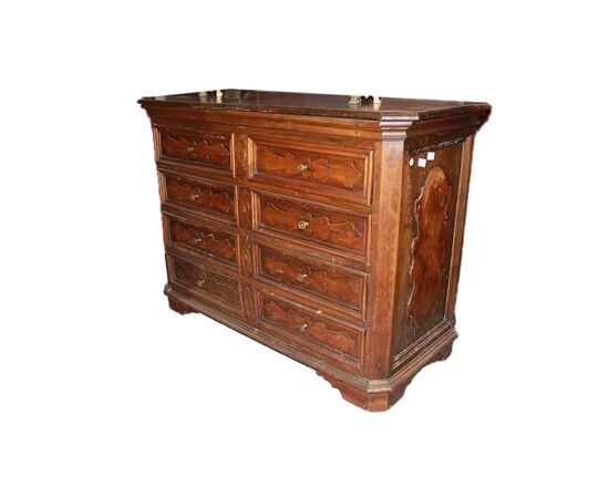 Cassettone Canterano Toscano del 1600 in legno di noce