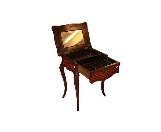 19th-century French Louis XV style toilet table, richly inlaid