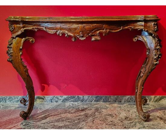 Venetian console table in walnut wood
