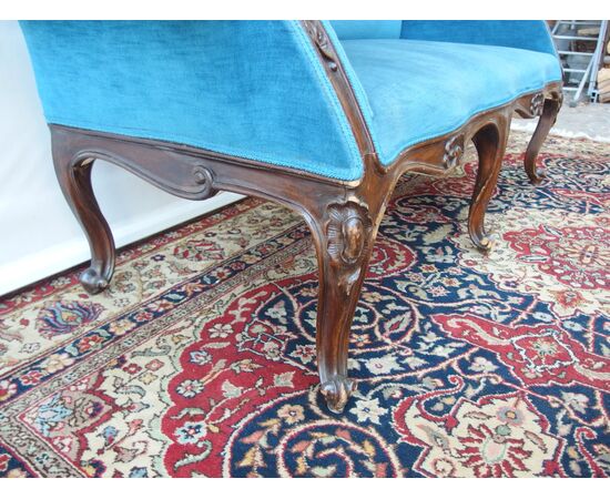LOUIS XV STYLE TWO-SEATER SOFA LATE 18TH CENTURY FROM PIEDMONT cm L 174xW60xH93