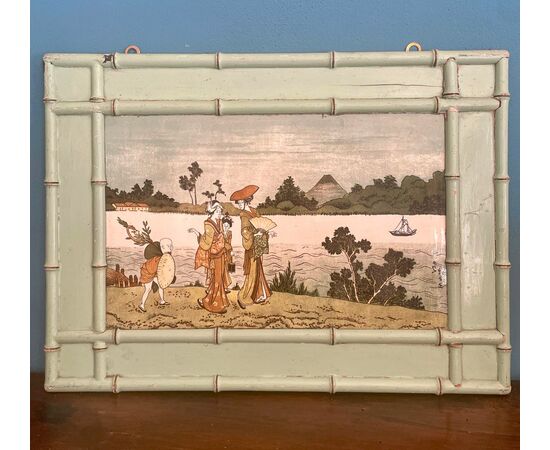 Large painted ceramic, dated 1862