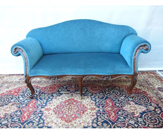 LOUIS XV STYLE TWO-SEATER SOFA LATE 18TH CENTURY FROM PIEDMONT cm L 174xW60xH93