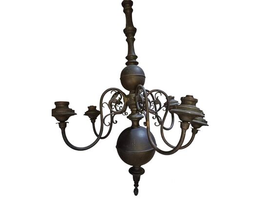 Importante lampadario in bronzo XIX secolo