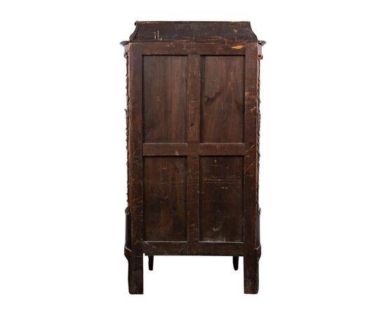 Showcase veneered in various woods. France, late 19th century.