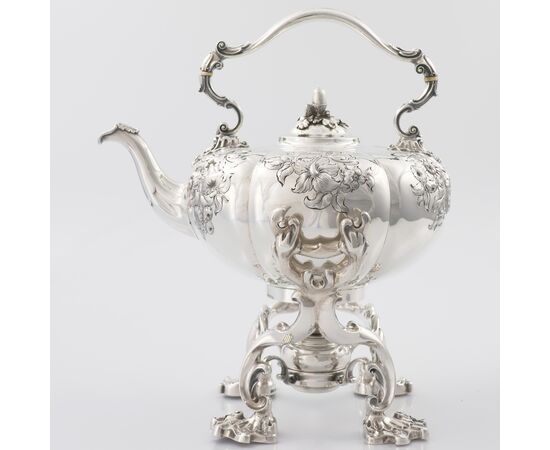 William IV sterling silver kettle on stand, Paul Storr for Storr & Mortimer, London, 1837