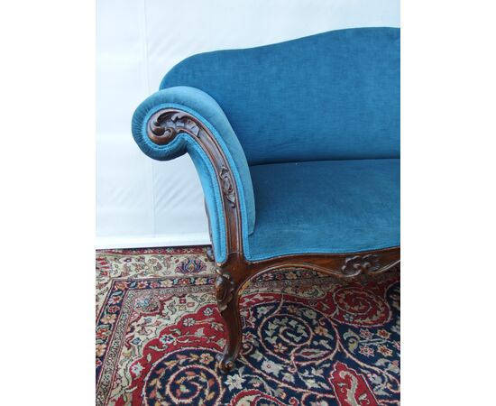 LOUIS XV STYLE TWO-SEATER SOFA LATE 18TH CENTURY FROM PIEDMONT cm L 174xW60xH93