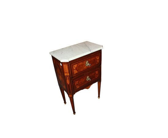 French Louis XVI style bedside table from the 1700s with marble top