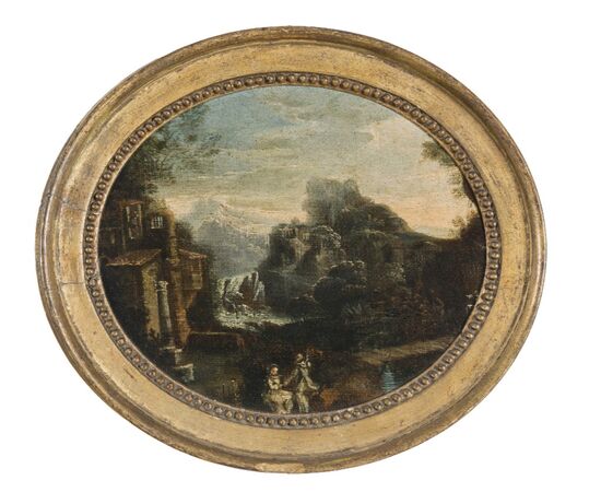 Anonymous 18th century, "Landscape with two figures"