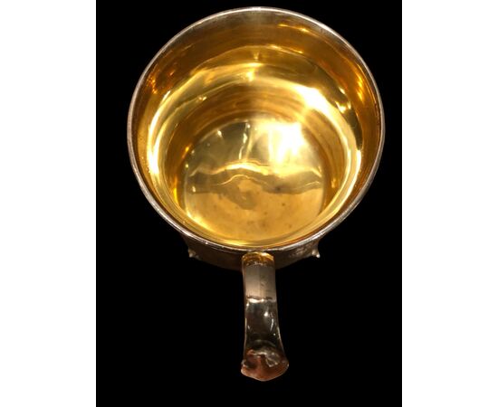 Silver tankard on four feet. Sheffield City hallmark, 1858.