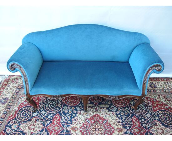 LOUIS XV STYLE TWO-SEATER SOFA LATE 18TH CENTURY FROM PIEDMONT cm L 174xW60xH93