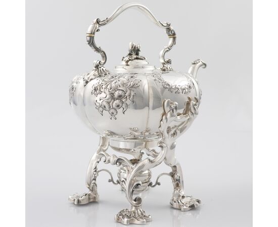 William IV sterling silver kettle on stand, Paul Storr for Storr & Mortimer, London, 1837