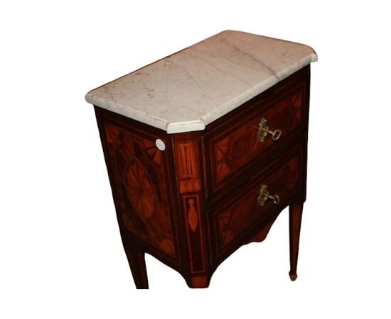 French Louis XVI style bedside table from the 1700s with marble top
