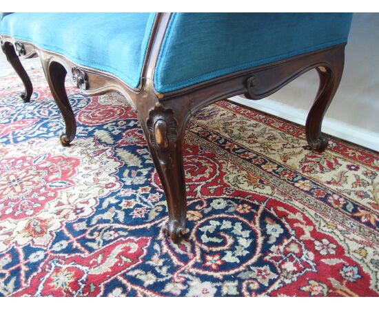 LOUIS XV STYLE TWO-SEATER SOFA LATE 18TH CENTURY FROM PIEDMONT cm L 174xW60xH93