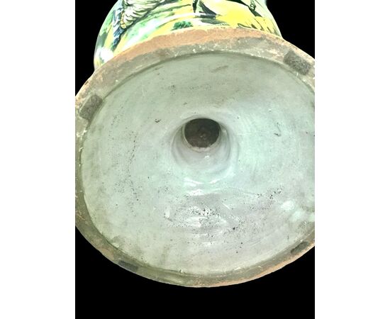 Large vase with mask handles and historiated decoration. S.A.C.A. Sesto Fiorentino manufacture.