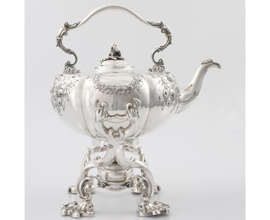 William IV sterling silver kettle on stand, Paul Storr for Storr & Mortimer, London, 1837