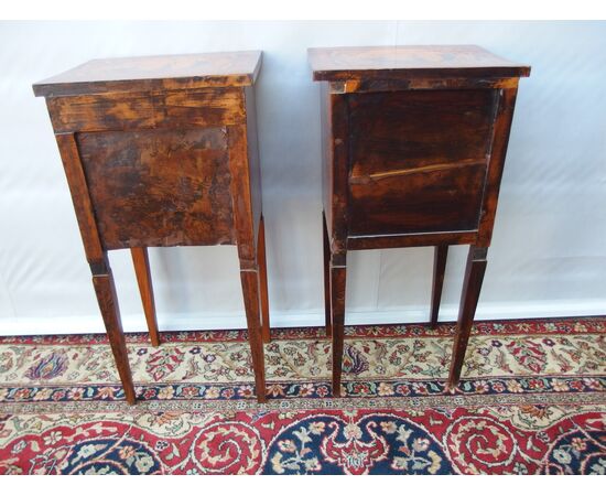 COPY OF LOUIS XVI STYLE INLAID NIGHTSTANDS, LATE 19TH CENTURY, PIEDMONT, cm L42xP33xH86