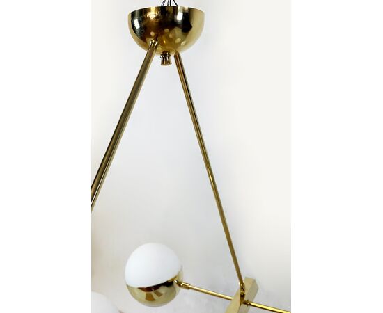 Vintage brass and glass pendant lamp
