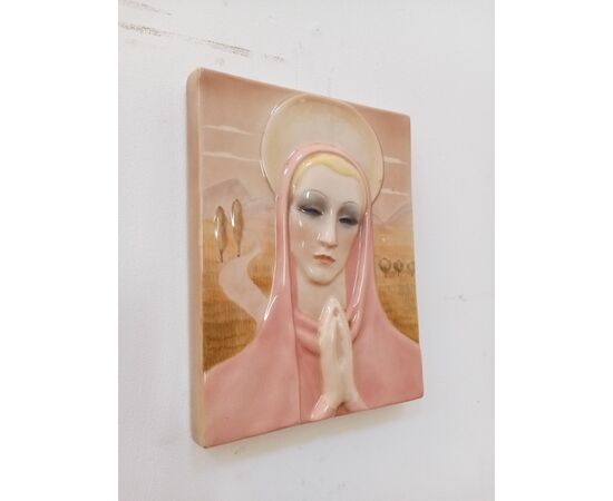Ceramic bas-relief Madonna in prayer - Essevi - 50s/60s - perfect