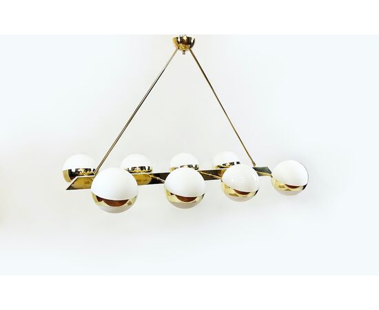 Vintage brass and glass pendant lamp