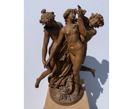 Terracotta sculpture - Bacchanal. Follower of Claude Michel, known as Clodion (1738 - 1814), 19th century.