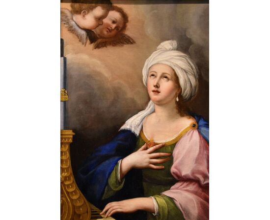Saint Cecilia and two cherubs, Lucas de la Haye, known as Luca Fiammingo (Nivelles, 1612–Rome, 1682)