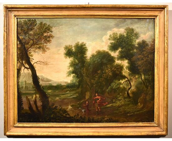 Wooded landscape with the Archangel Raphael and Tobias