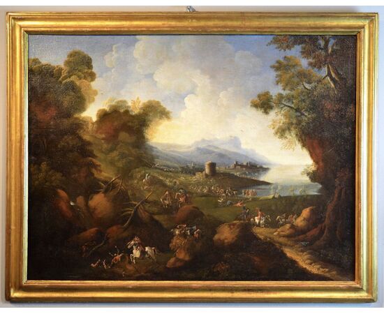 Coastal landscape, attributed to Pandolfo Reschi called Monsù Pandolfo (Gdansk 1643 - Florence 1699)