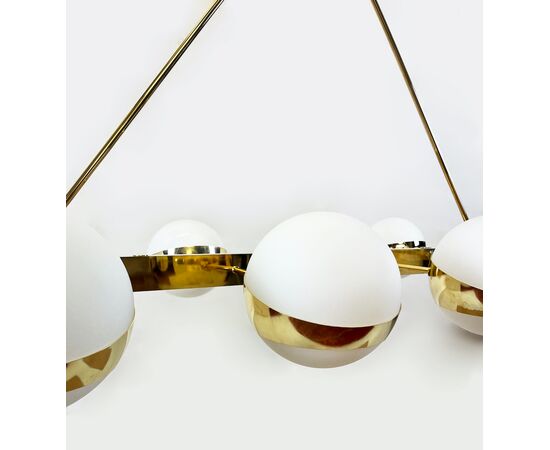 Vintage brass and glass pendant lamp