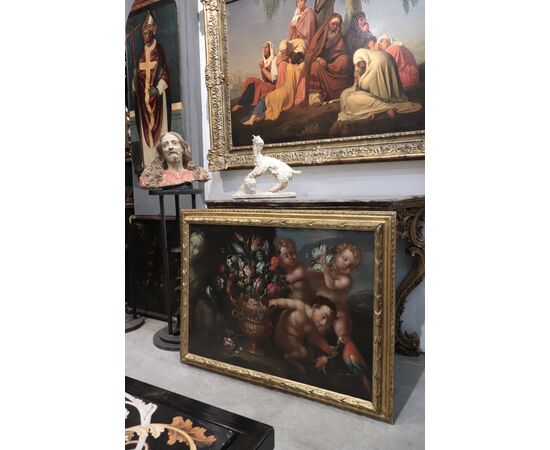 Still Life with Putti and Flowers, Rome, late 17th century