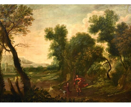 Wooded landscape with the Archangel Raphael and Tobias
