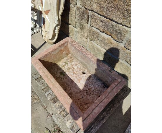 Bellissimo lavandino in marmo rosso verona con intarsio - 68 x 42 cm