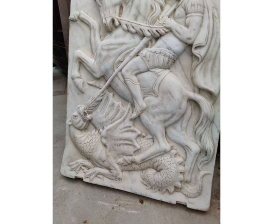 Coppia di Pale d'altare - San Giorgio e San Michele in Marmo di Carrara - 55 x 81 cm - Venezia