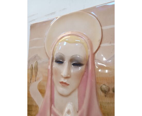 Ceramic bas-relief Madonna in prayer - Essevi - 50s/60s - perfect