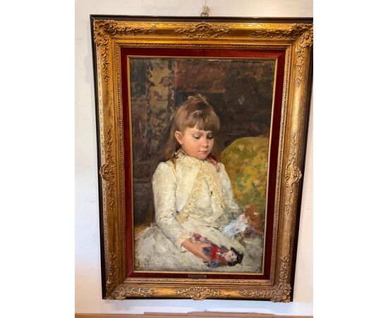 Carlo Cressini. Girl with dolls.