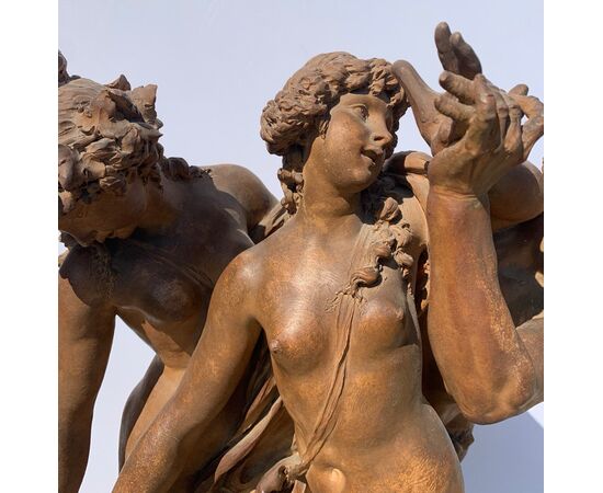 Terracotta sculpture - Bacchanal. Follower of Claude Michel, known as Clodion (1738 - 1814), 19th century.